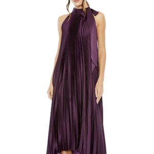 Mac Duggal Pleated High-Low Gown in Plum
